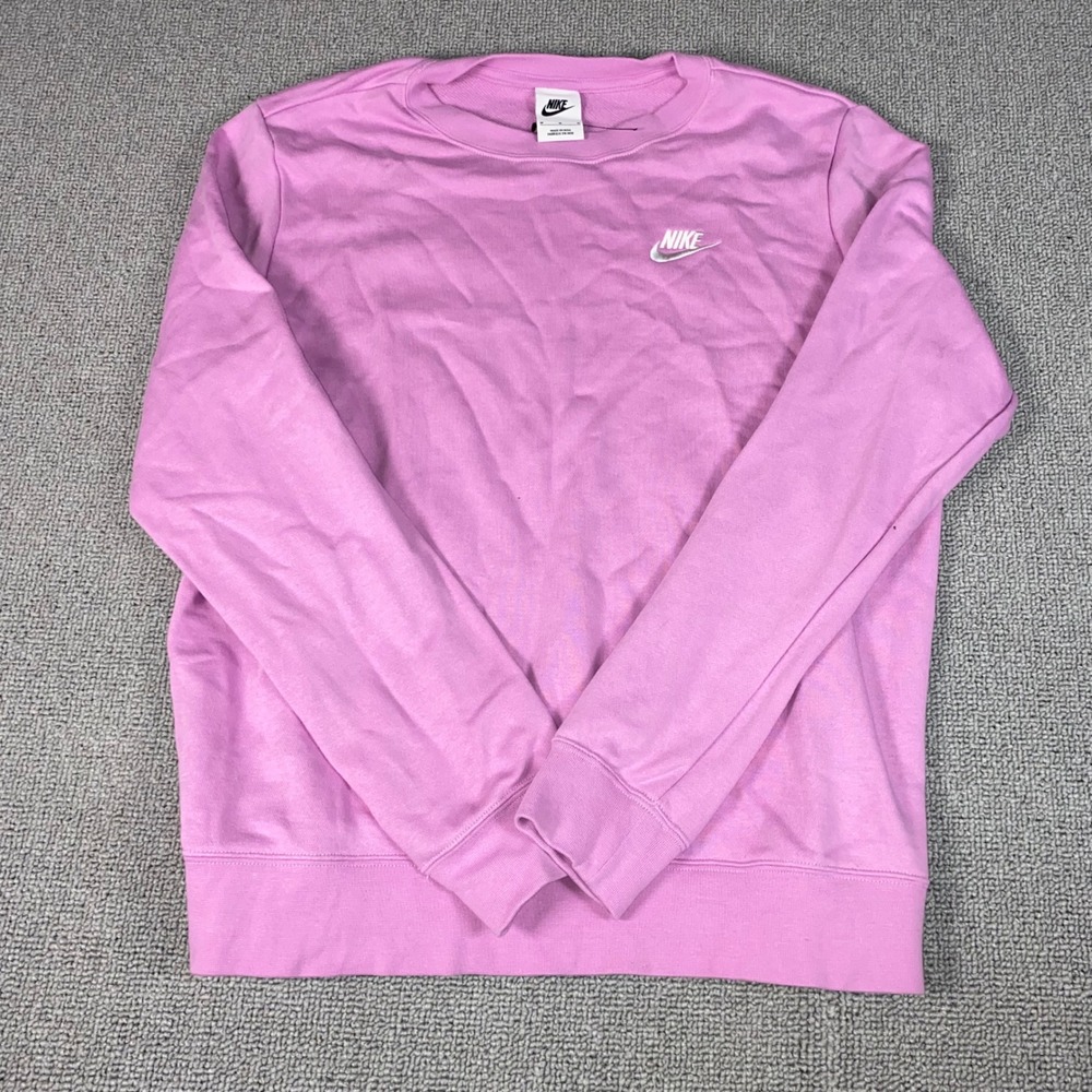 Nike Sweatshirt Women Medium Pink Sportswear Club Fleece Crew Neck Pullover 3055